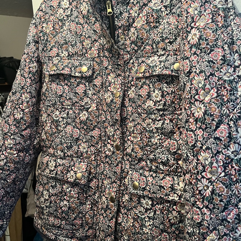 J. Crew Liberty Floral Utility Jacket - Black and Pink